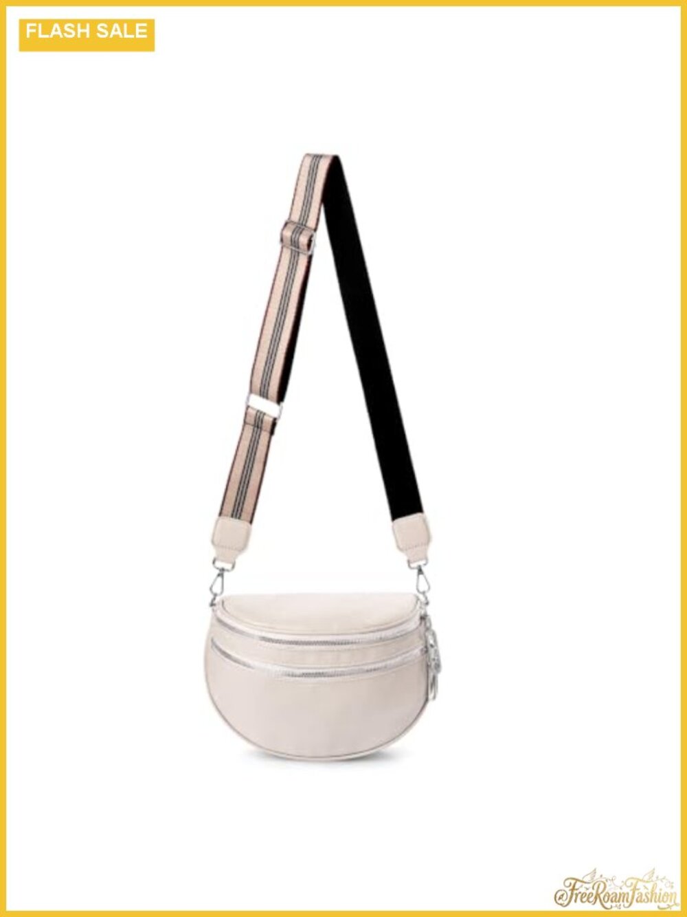 Faux Leather Crossbody Bum Bag Spacious Multi-Pocket Sling Purse